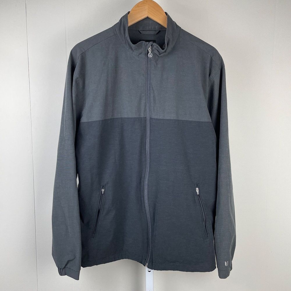 Linksoul Golf Jacket Windbreaker Full Zip Gray Black Colorblock Mens Large